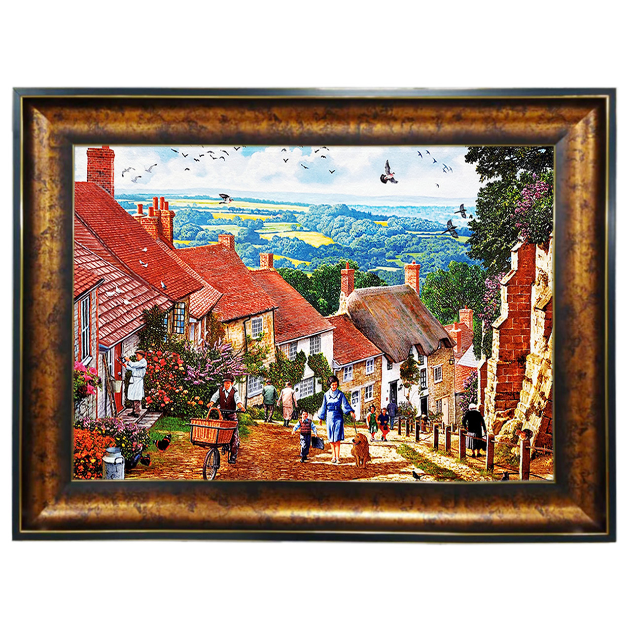 تابلو فرش چاپی طرح خانه های روستایی کد 10170 سایز 100×50 سانتی متری