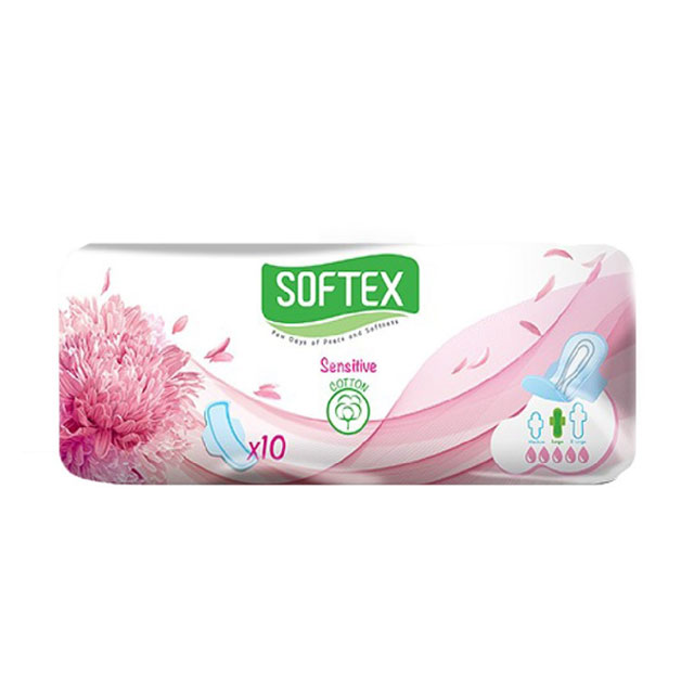 نوار بهداشتی بالدار کتان بزرگ سافتکس 10 عددی