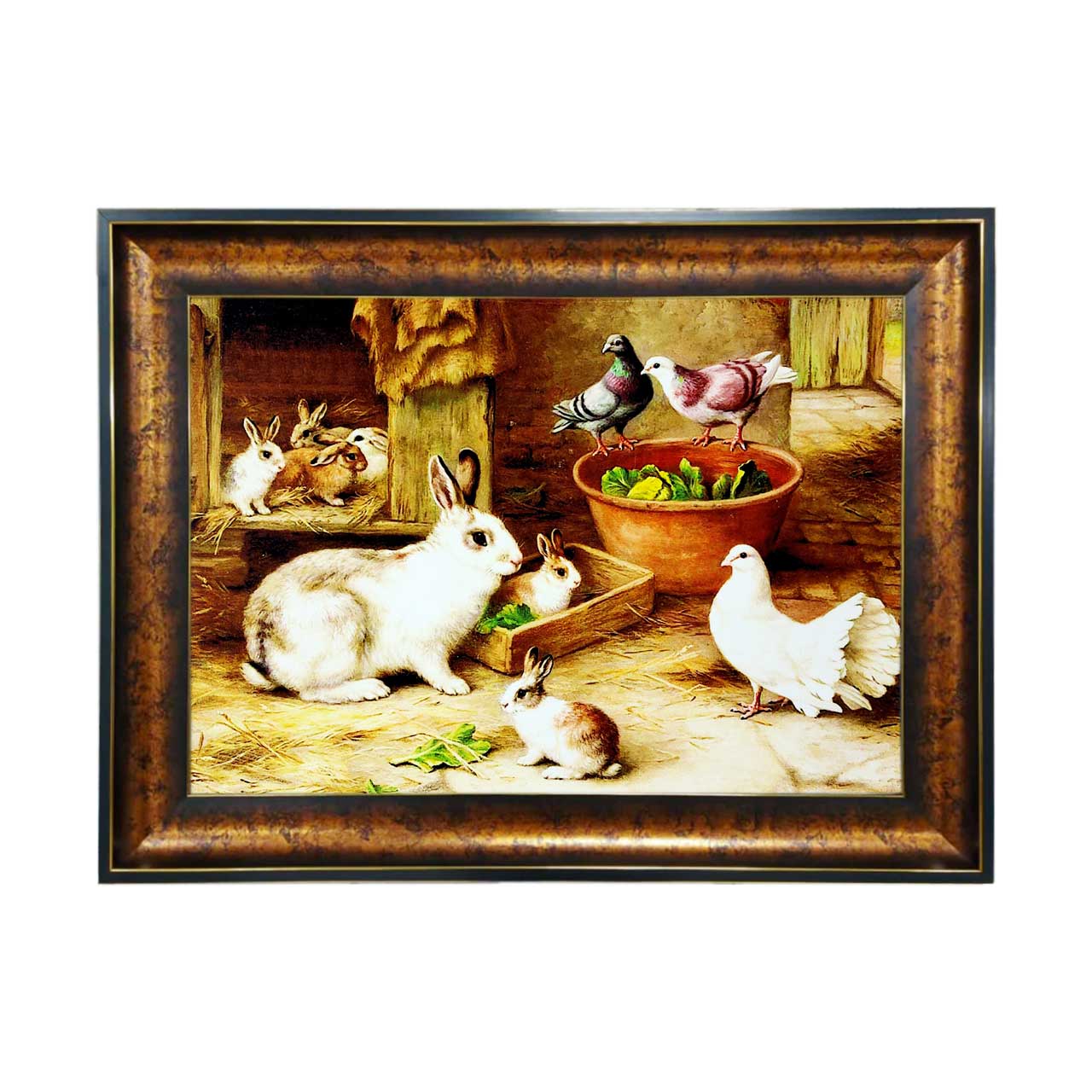 تابلو فرش چاپی طرح خرگوش کد 14068 سایز 50×35 سانتی متری