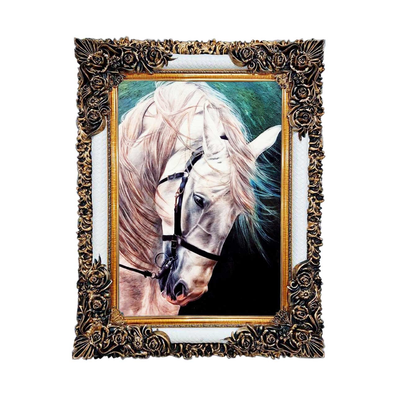 تابلو فرش چاپی طرح اسب کد 14308 سایز 50×50 سانتی متری