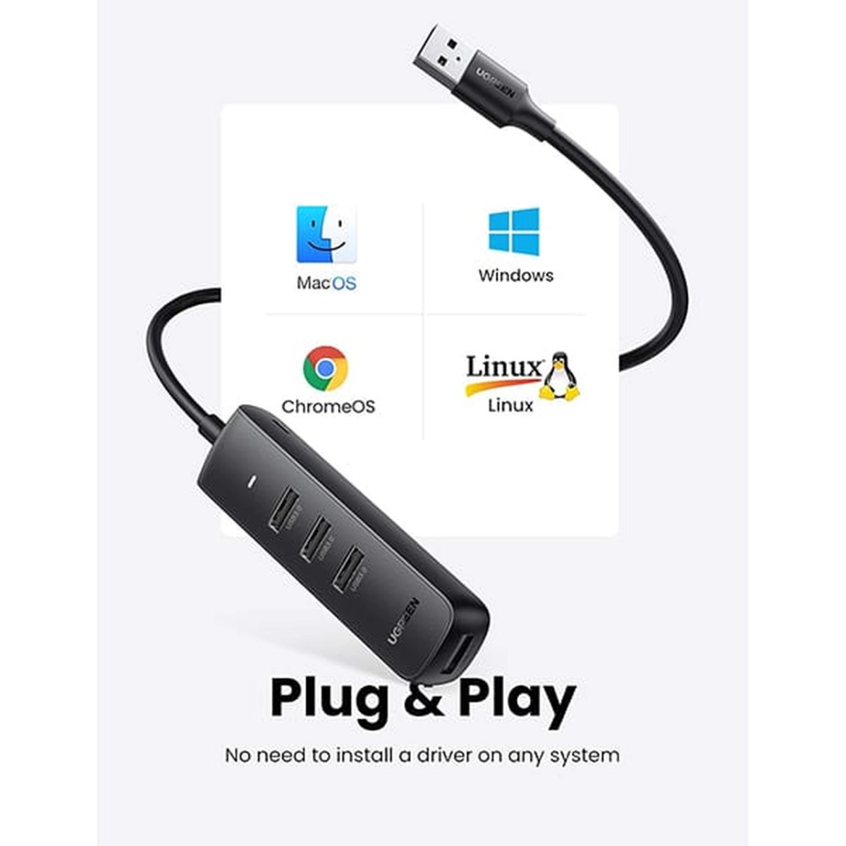 هاب 4 پورت UGREEN USB3.0 مدل80657-CM416 - مشکی (گارانتی 18 ماهه آسان پیشرو)