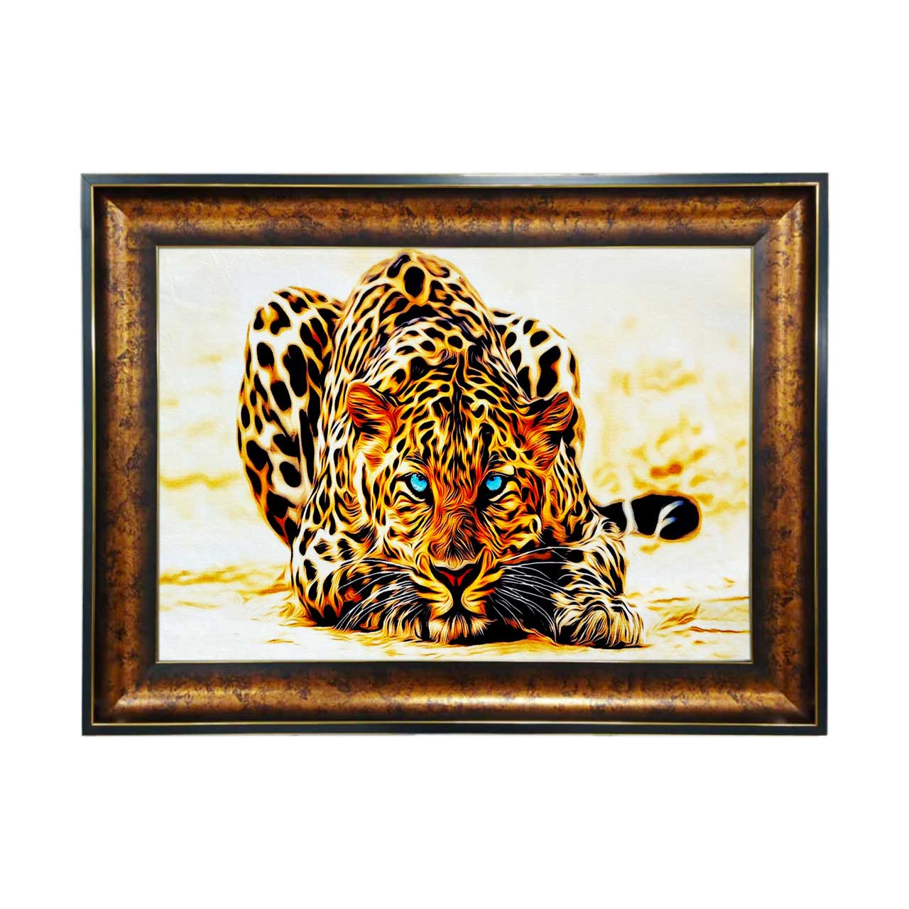 تابلو فرش چاپی طرح پلنگ کد 14060 سایز 50×35 سانتی متری