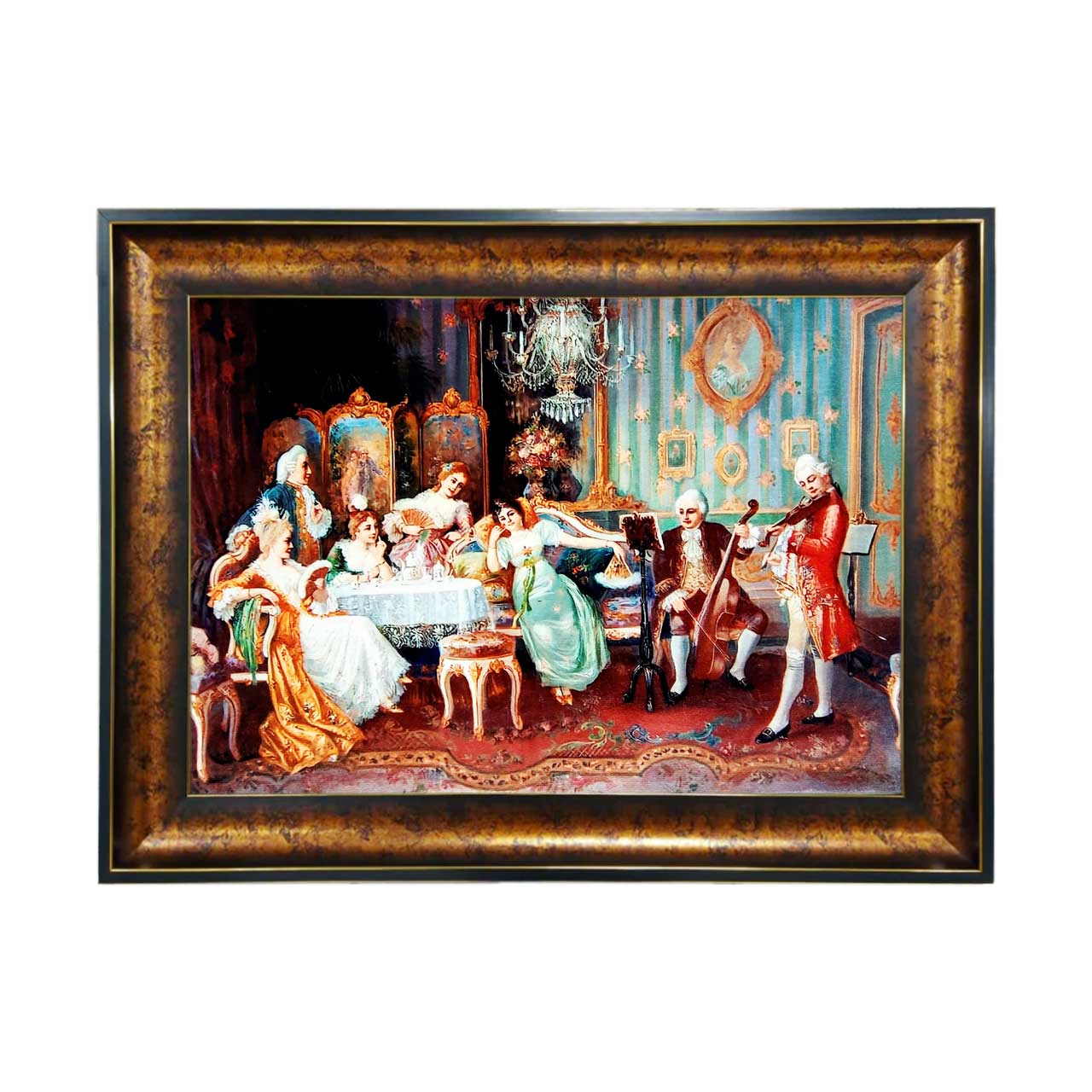 تابلو فرش چاپی طرح مهمانی کد 11057 سایز 50×35 سانتی متری