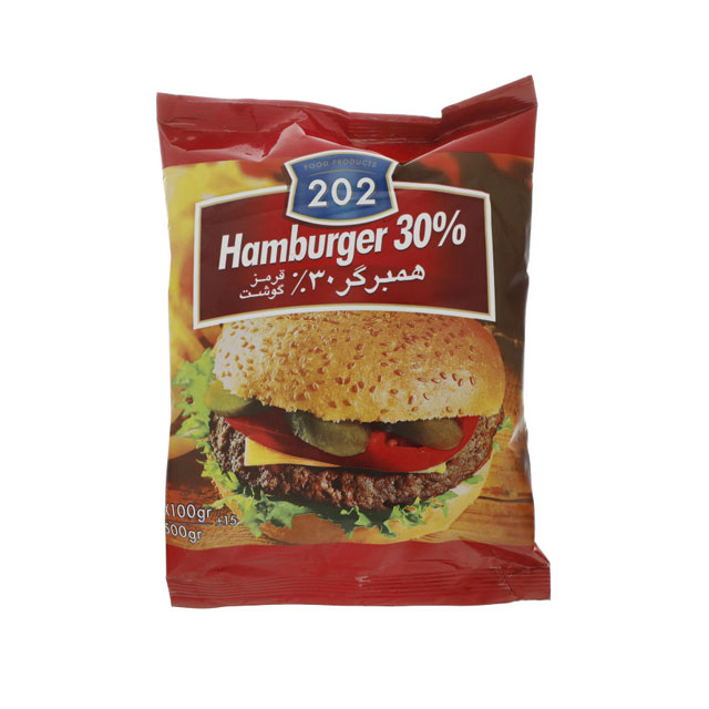 همبرگر 30 درصد گوشت قرمز 202 مقدار 500 گرمی 