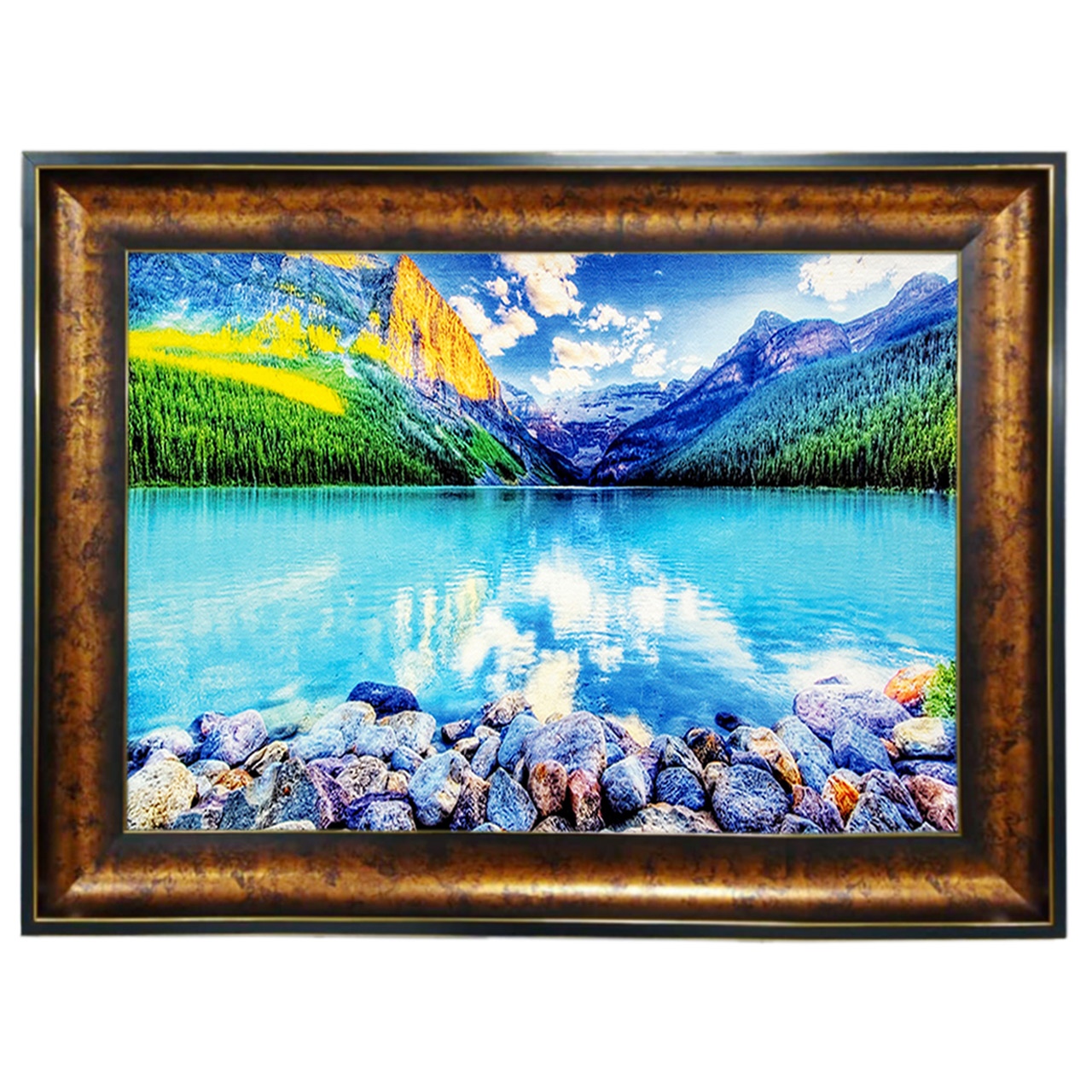 تابلو فرش چاپی طرح دریاچه کد 10217 سایز 100×50 سانتی متری