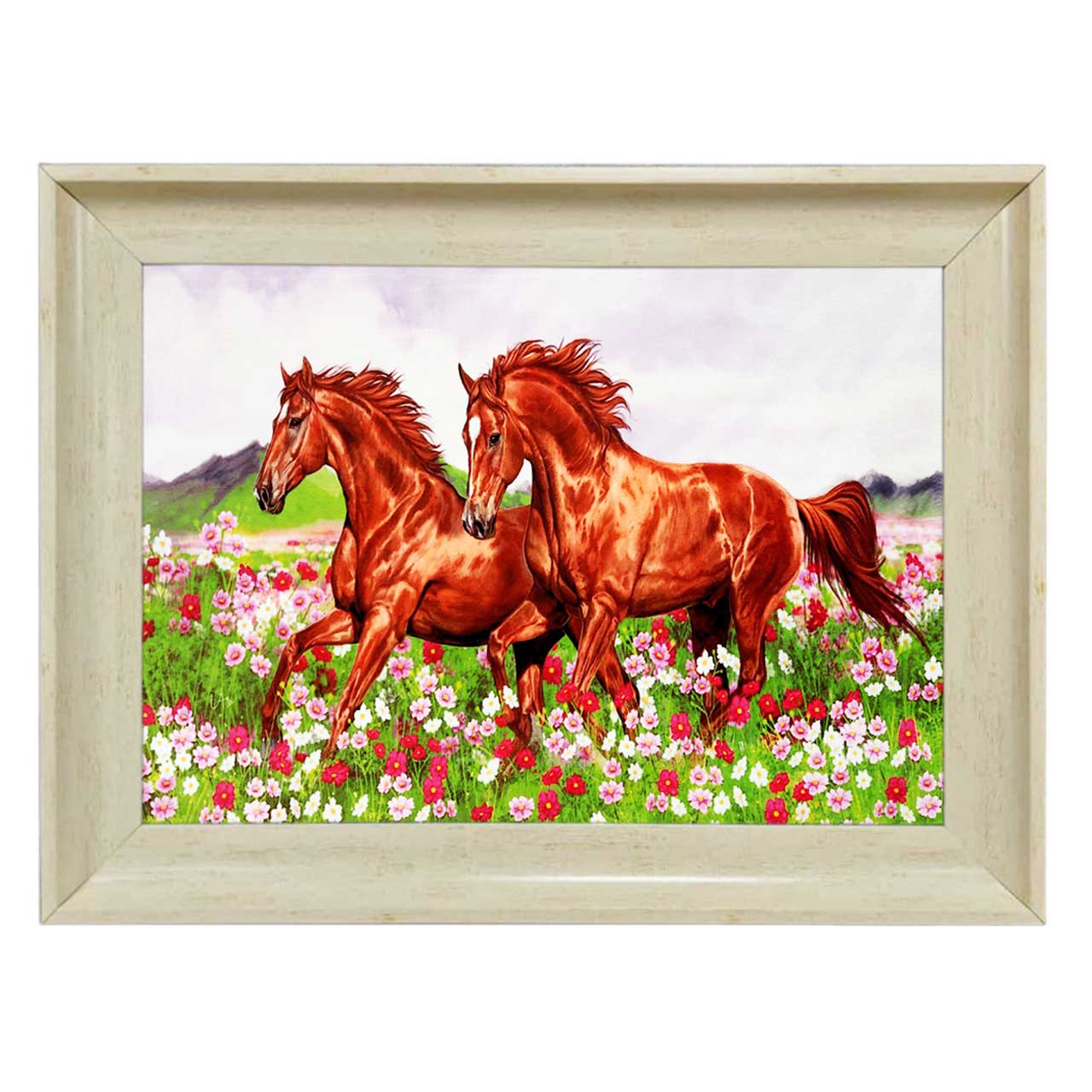 تابلو فرش چاپی طرح اسب کد 14037 سایز 70×50 سانتی متری