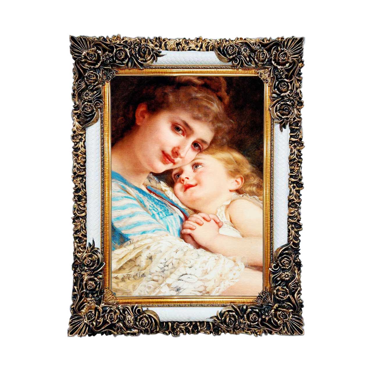 تابلو فرش چاپی طرح مادر و دختر کد 13032 سایز 50×50 سانتی متری