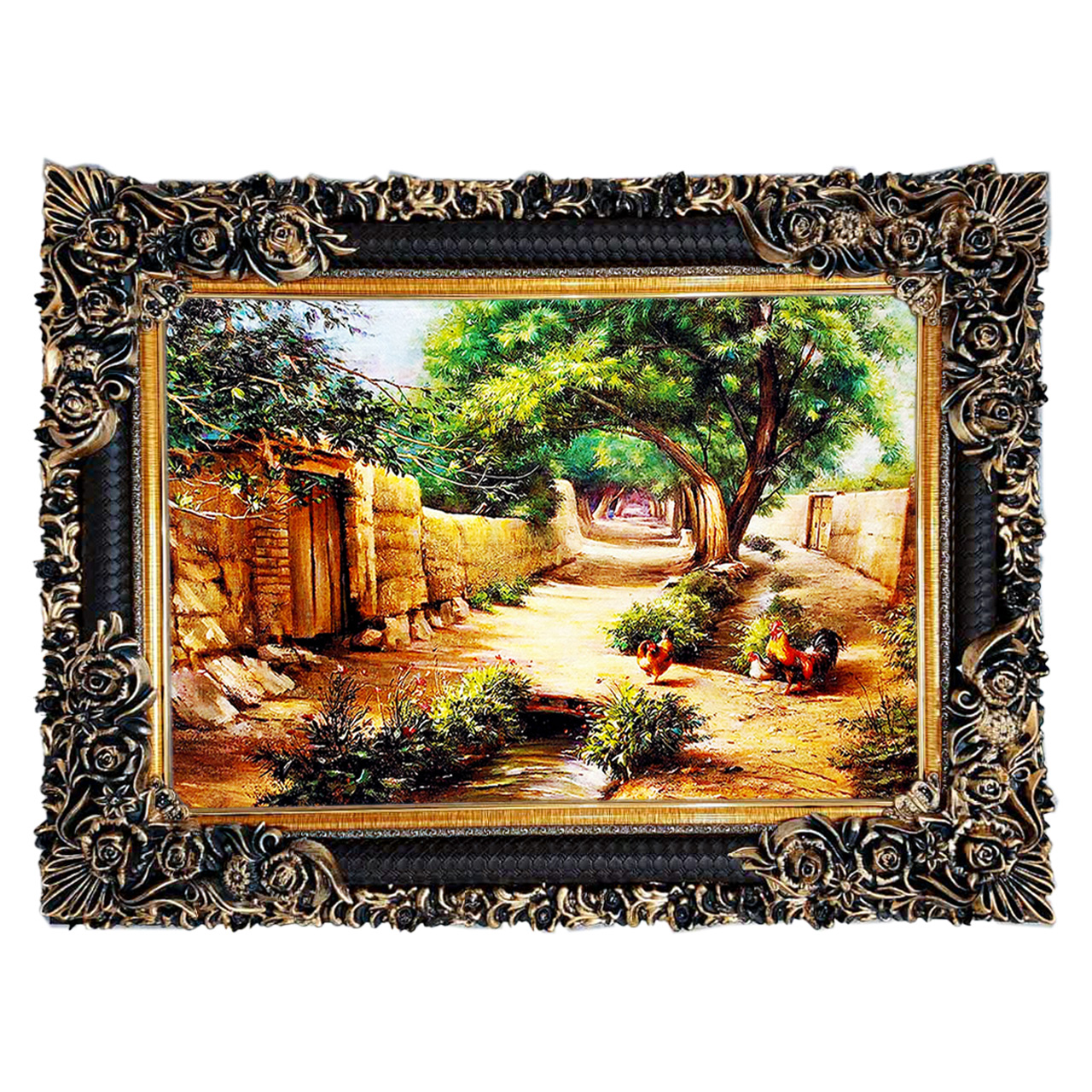 تابلو فرش چاپی طرح کوچه باغ کد 10009 سایز 70×50 سانتی متری