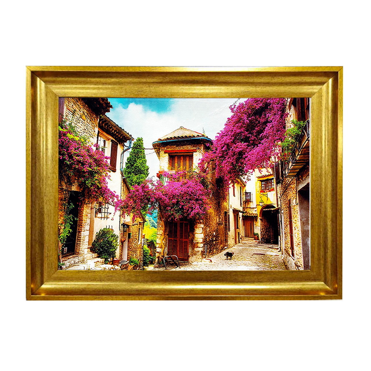 تابلو فرش چاپی طرح کوچه باغ کد 10066 سایز 50×50 سانتی متری