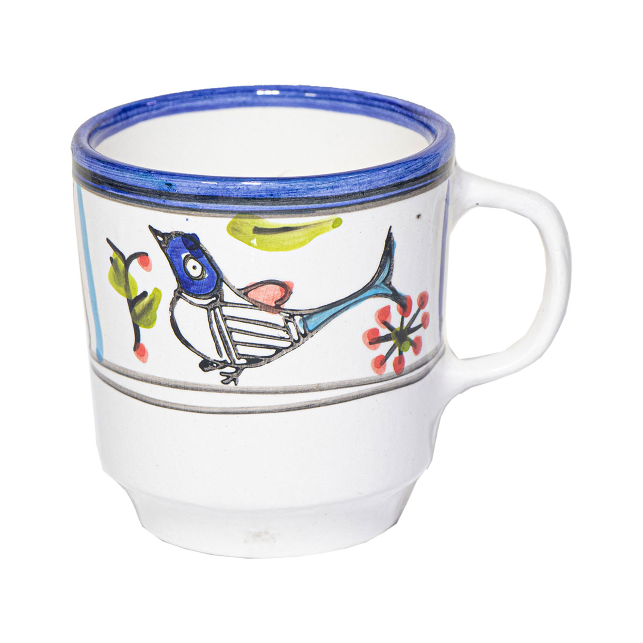 لیوان سفالی مدل مرغ رنگی 