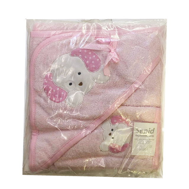 ست حوله و لیف نوزادی سپید طرح سگ