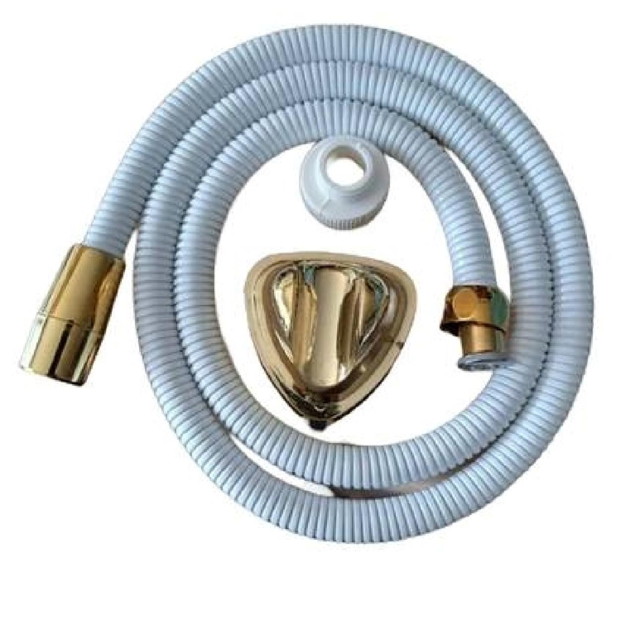 شلنگ آفتابه فنری سفید طلایی ماندگار