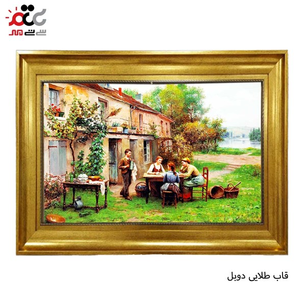 تابلو فرش طرح منظره دورهمی خانواده درمزرعه کد 10118 سایز 60×40 سانتی متری