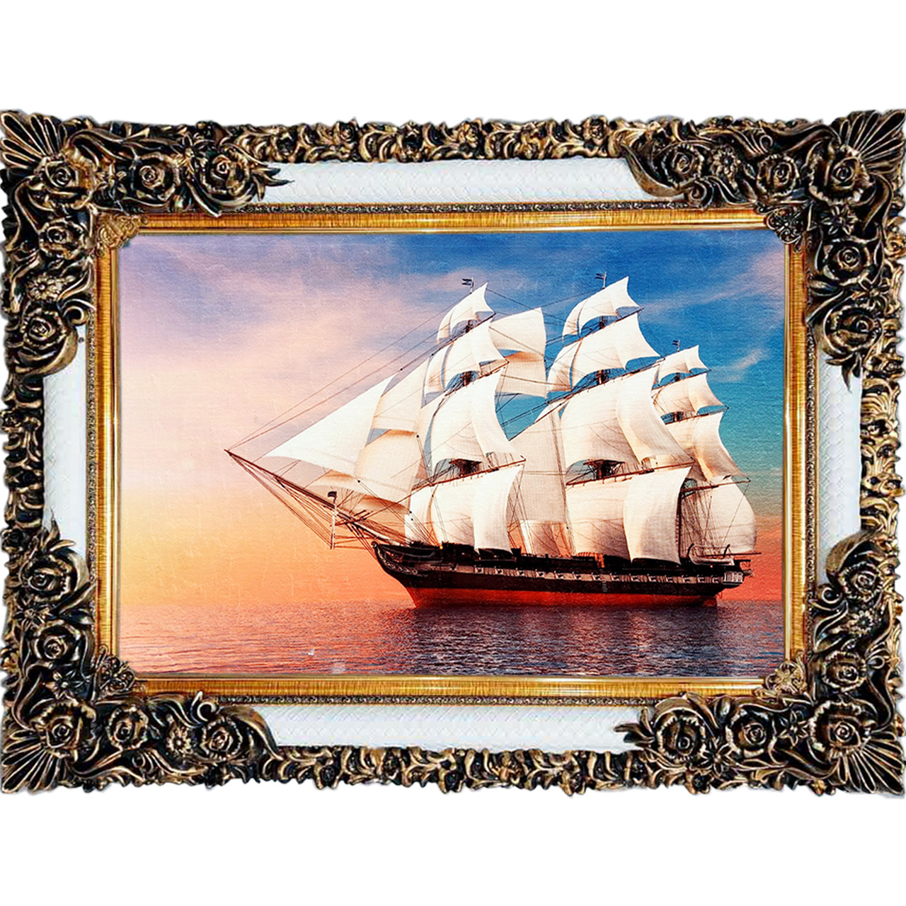 تابلو فرش چاپی طرح کشتی کد 10247 سایز 100×70 سانتی متری