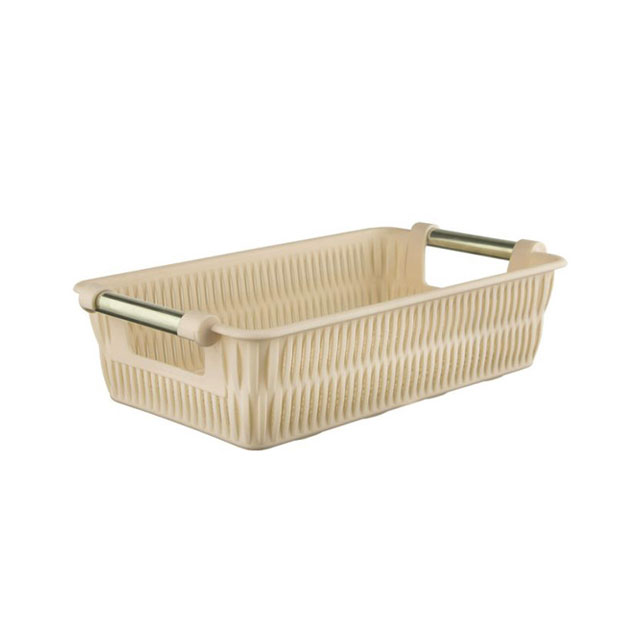 سبد دسته استیل وانیلی طرح بامبو لیمون