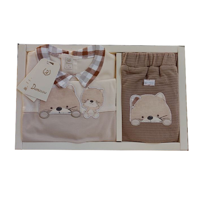 ست بیمارستانی 5 تکه نوزادی دانالو طرح پسرانه گربه