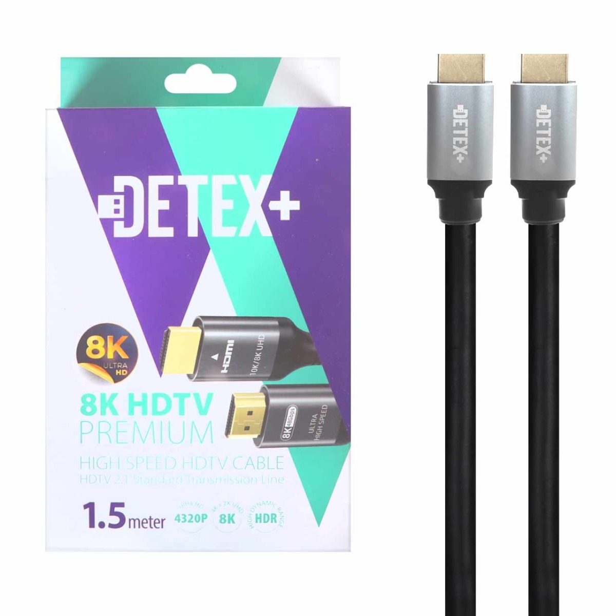 کابل 1.5 متری DETEX+ HDMI 8K - مشکی