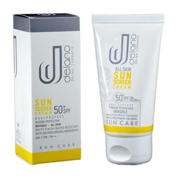 کرم ضد آفتاب فاقد چربی SPF+50 بی رنگ دلانو 50 میلی لیتری