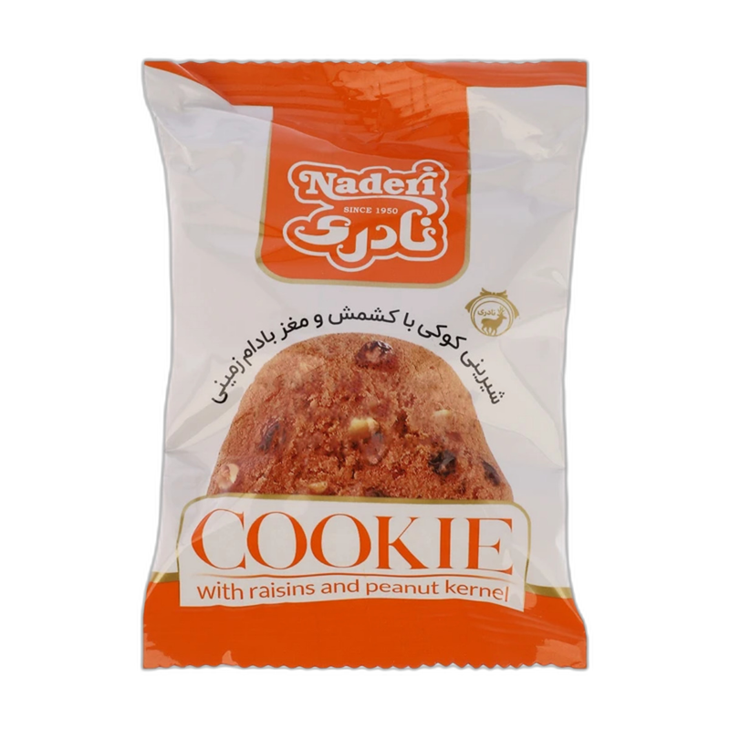 شیرینی کوکی با کشمش و مغز بادام زمینی