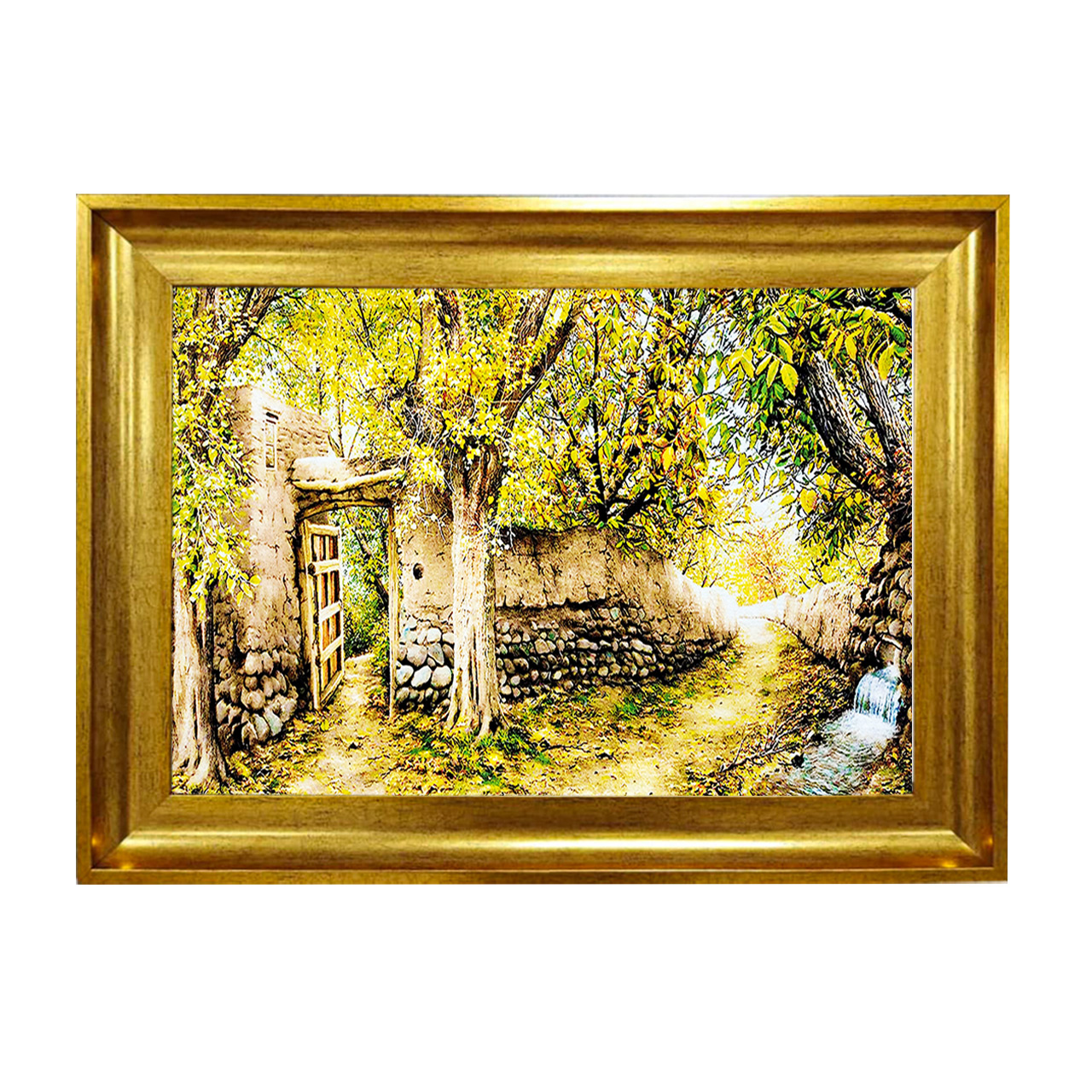 تابلو فرش چاپی طرح کوچه باغ کد 10008 سایز 50×50 سانتی متری