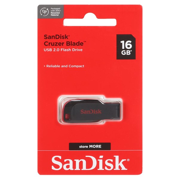 SanDisk Cruzer Blade USB2.0 Flash Memory-16GB (گارانتی سورین)