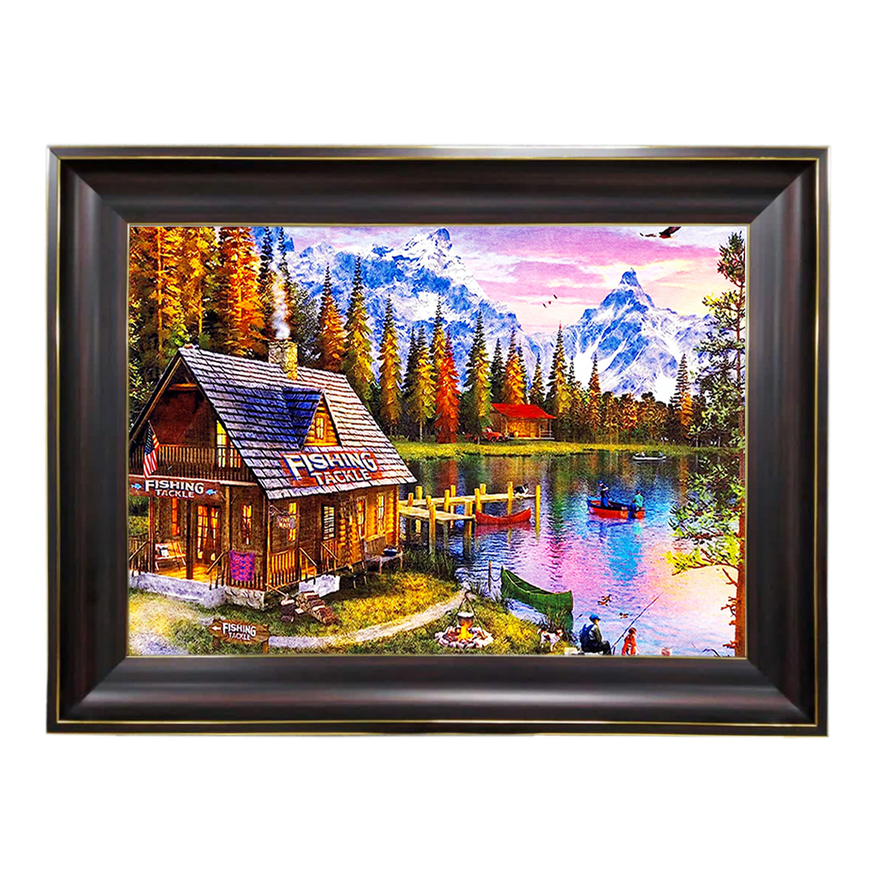 تابلو فرش چاپی طرح کلبه کد 10161 سایز 60×40 سانتی متری