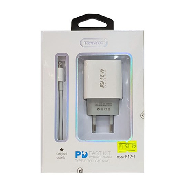 شارژر آیفون ترانیو مدل P12-I به همراه کابل لایتنینگ