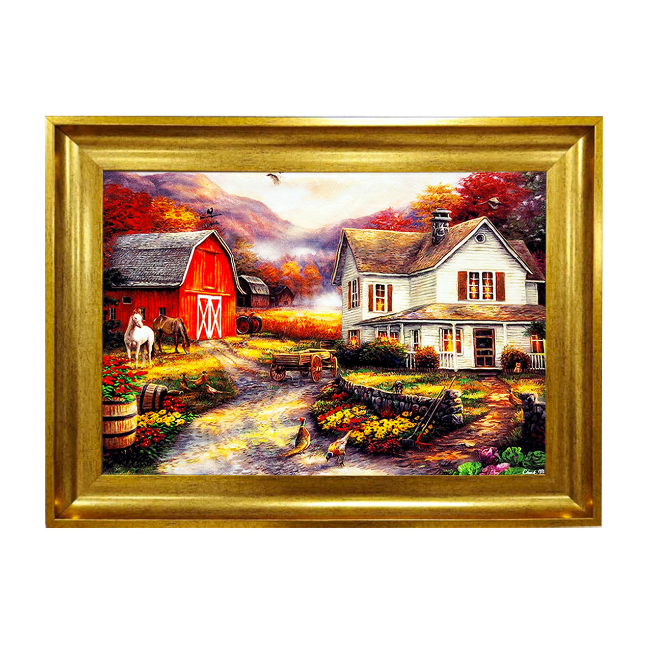 تابلو فرش چاپی طرح مزرعه کد 10014 سایز 50×50 سانتی متری