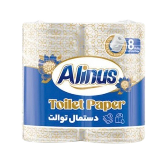 دستمال توالت آلینوس 3 لایه بسته 8 عددی