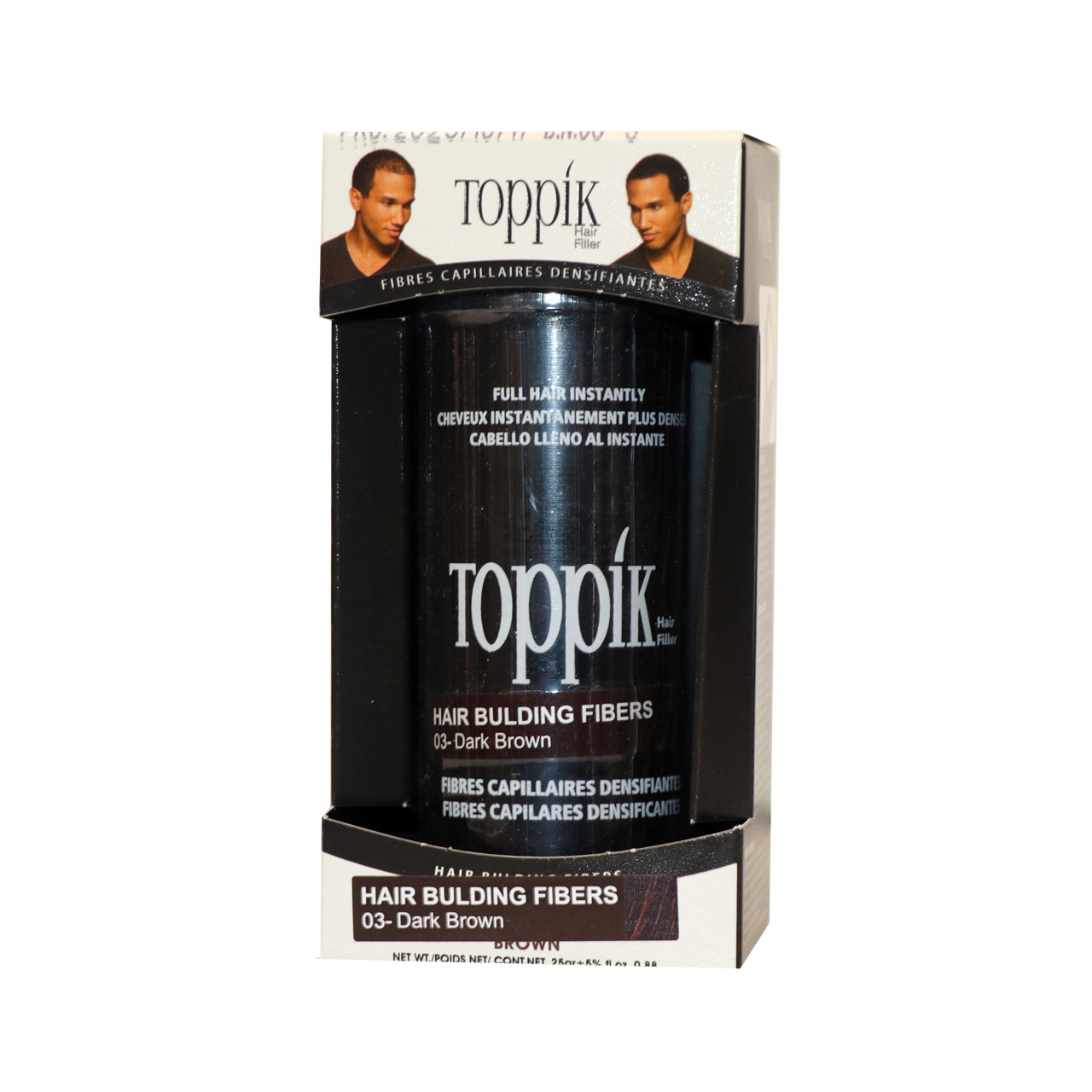 پودر پرپشت کننده مو تاپیک کد 03 رنگ قهوه ای تیره 25 گرمی