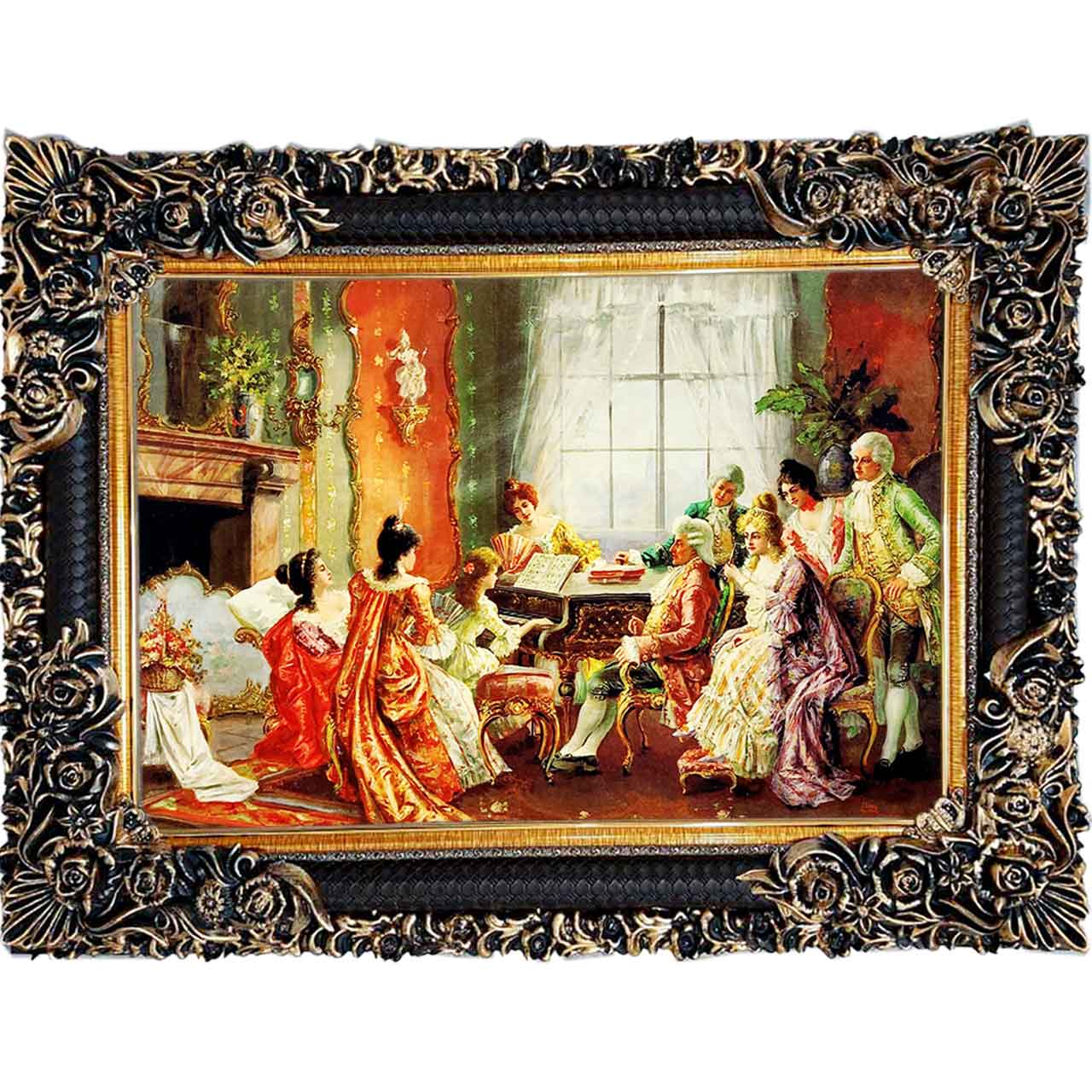 تابلو فرش چاپی طرح نوازنده کد 11027 سایز 100×70 سانتی متری