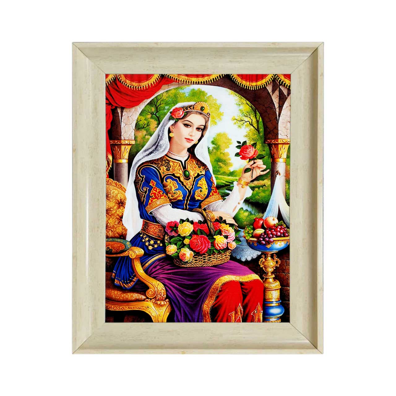 تابلو فرش چاپی طرح بانو کد 13006 سایز 60×40 سانتی متری