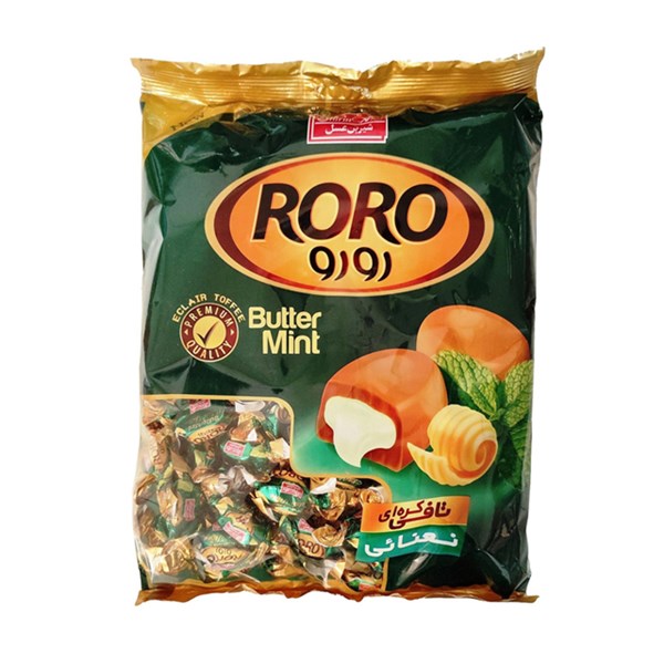 تافی کره ای رورو شیرین عسل با مغز نعنا 800 گرمی