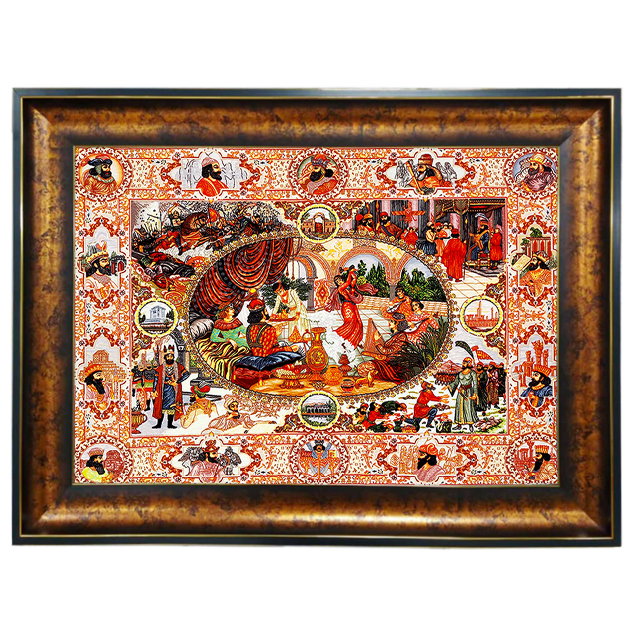 تابلو فرش چاپی طرح قاجار کد 10266 سایز 100×50 سانتی متری