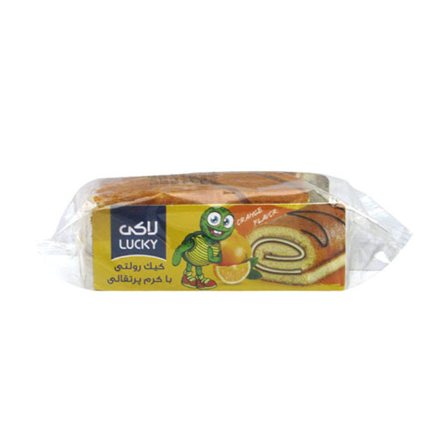 کیک اسفنجی رولی پرتقالی لاکی ویتانا 60 گرمی