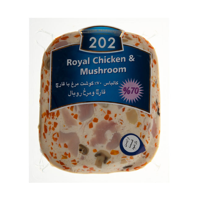 کالباس قارچ و مرغ رویال 70 درصد 202 بسته 300 گرمی
