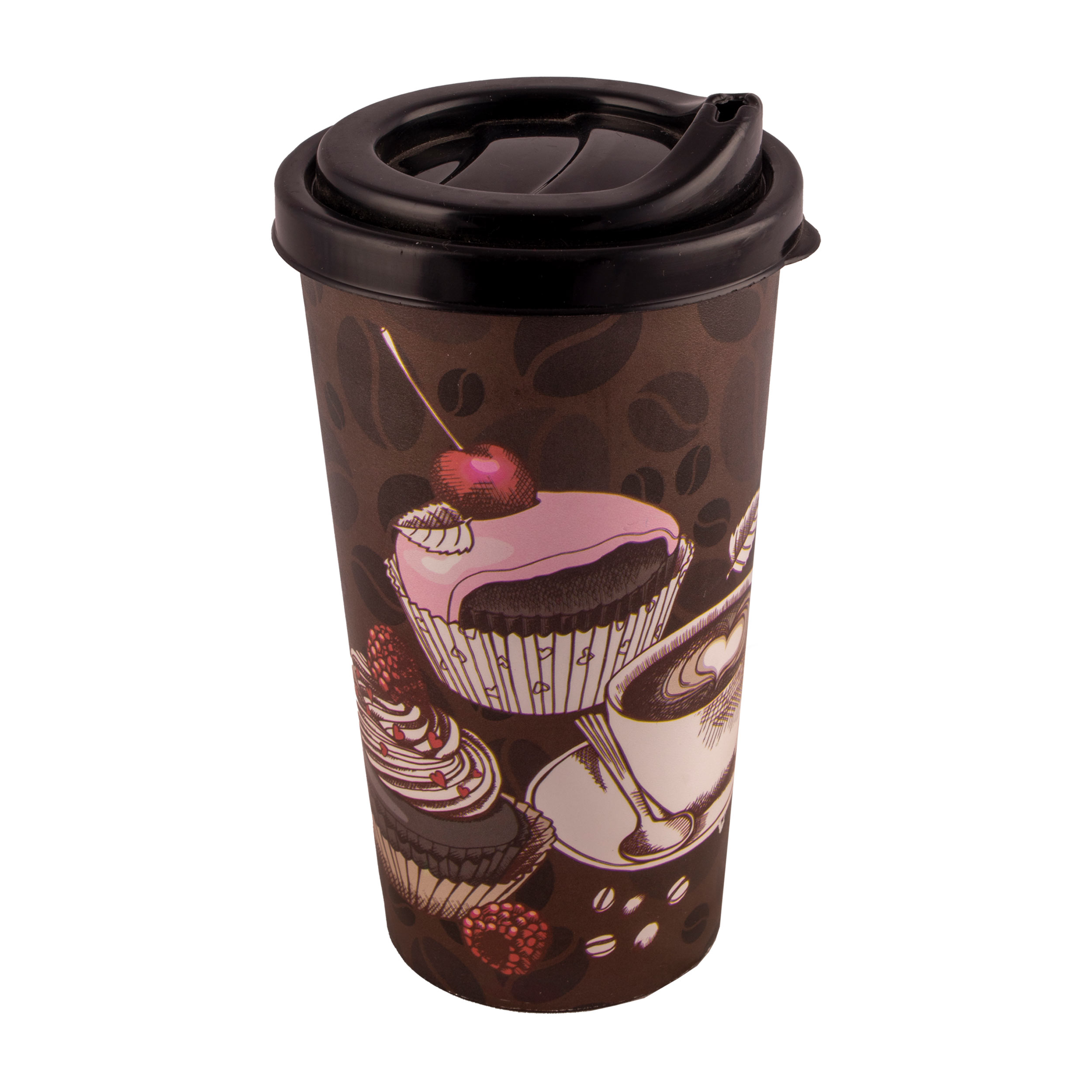 لیوان درب دار پلاستیکی طرح Coffee کد 3421
