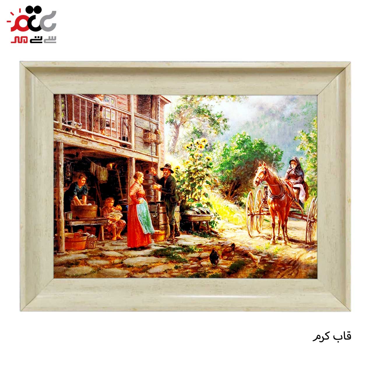 تابلو فرش چاپی طرح دهکده کد 11066 سایز 50×50 سانتی متری