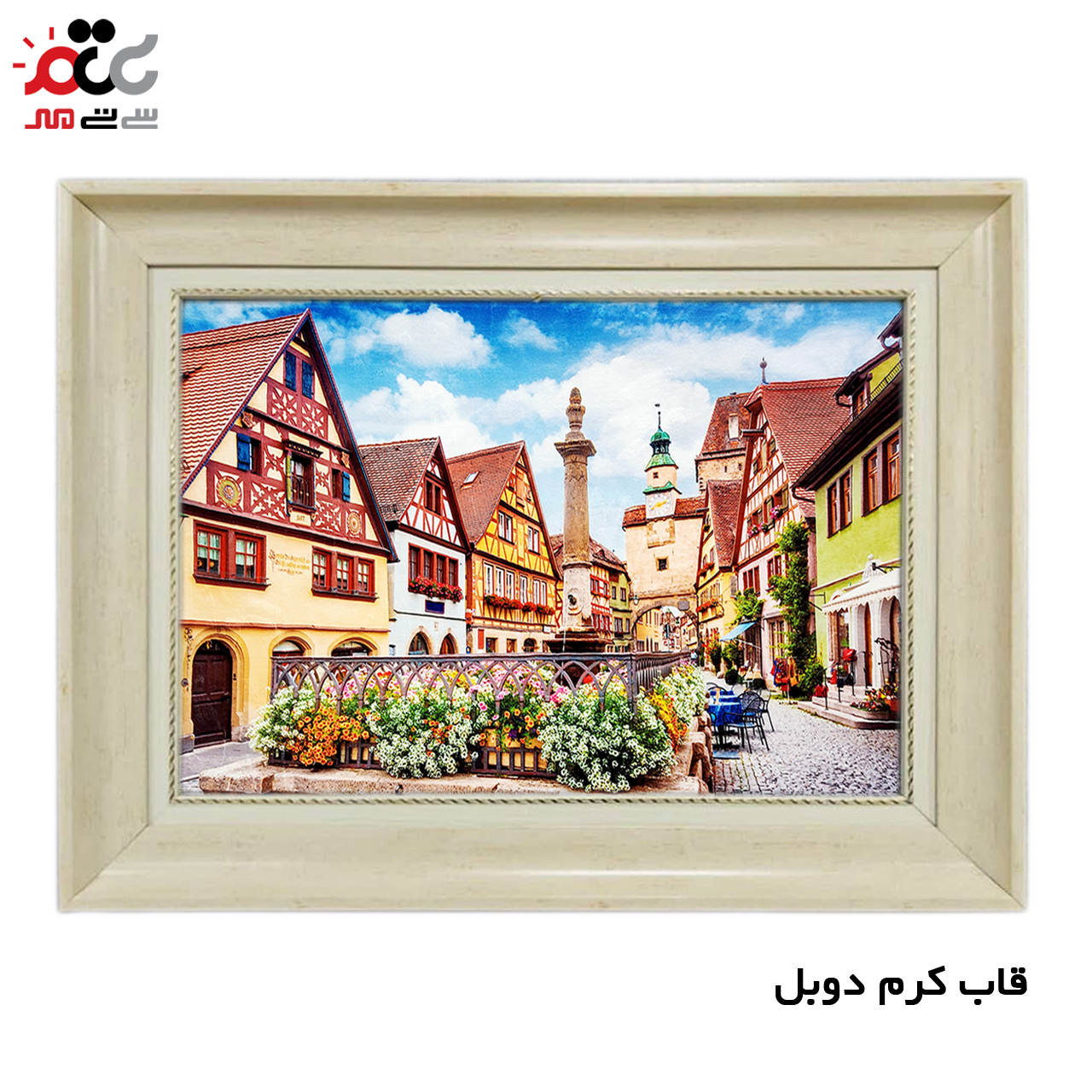 تابلو فرش چاپی طرح خانه های شیروانی کد 10077 سایز 50×35 سانتی متری