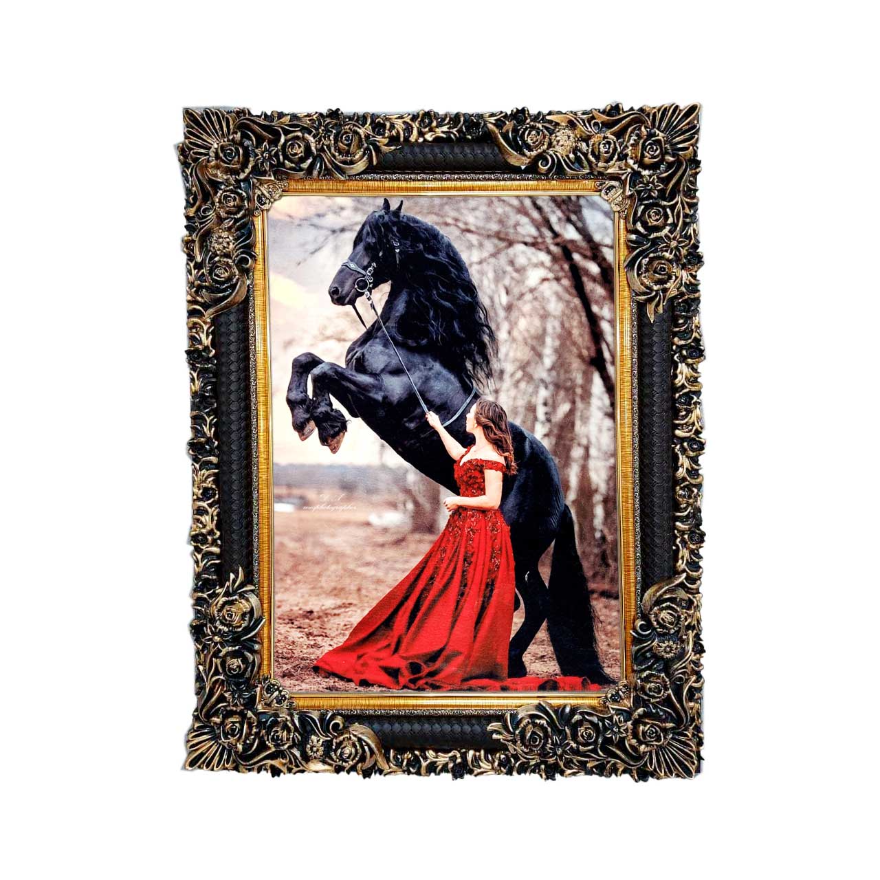 تابلو فرش چاپی طرح اسب کد 13003 سایز 50×35 سانتی متری