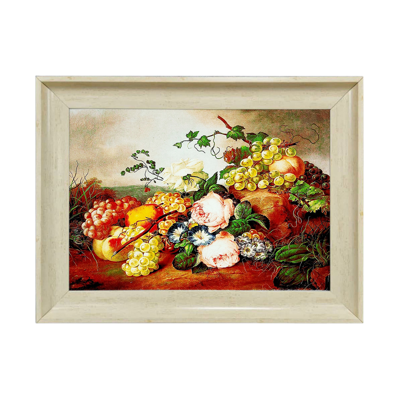 تابلو فرش چاپی طرح گل و میوه کد 12032 سایز 50×35 سانتی متری