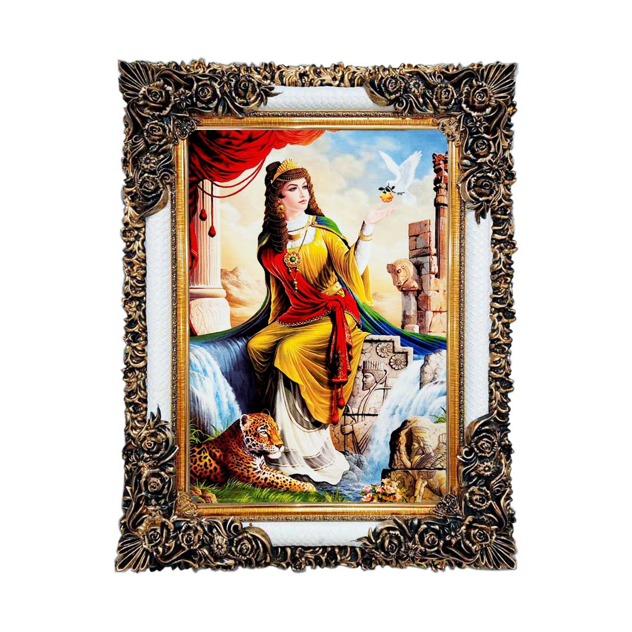 تابلو فرش چاپی طرح هخامنش کد 13001 سایز 50×50 سانتی متری