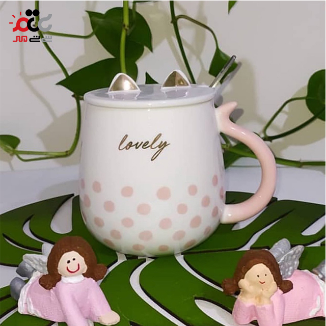 ماگ سرامیکی مدل درب دار طرح گربه