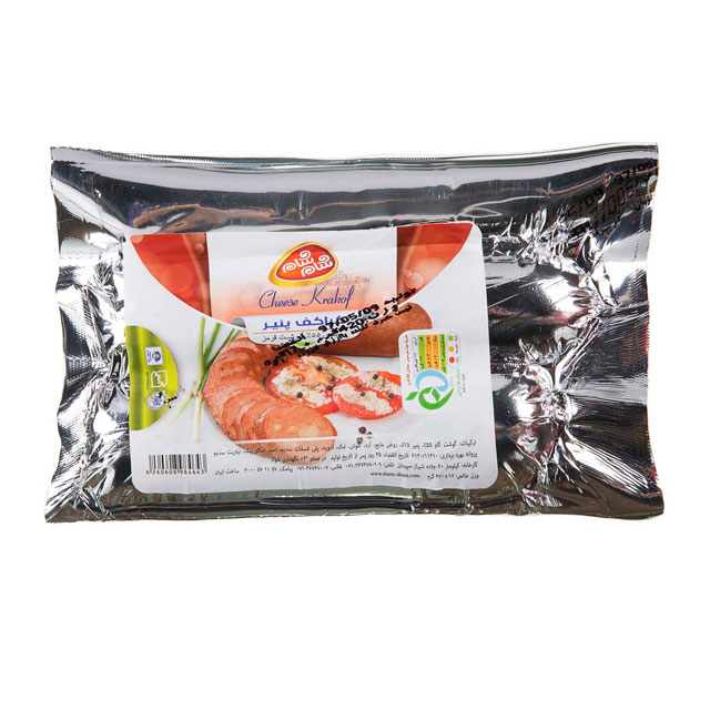 سوسیس کراکف پنیری 55 درصدگوشت قرمز شام شام 420گرمی 
