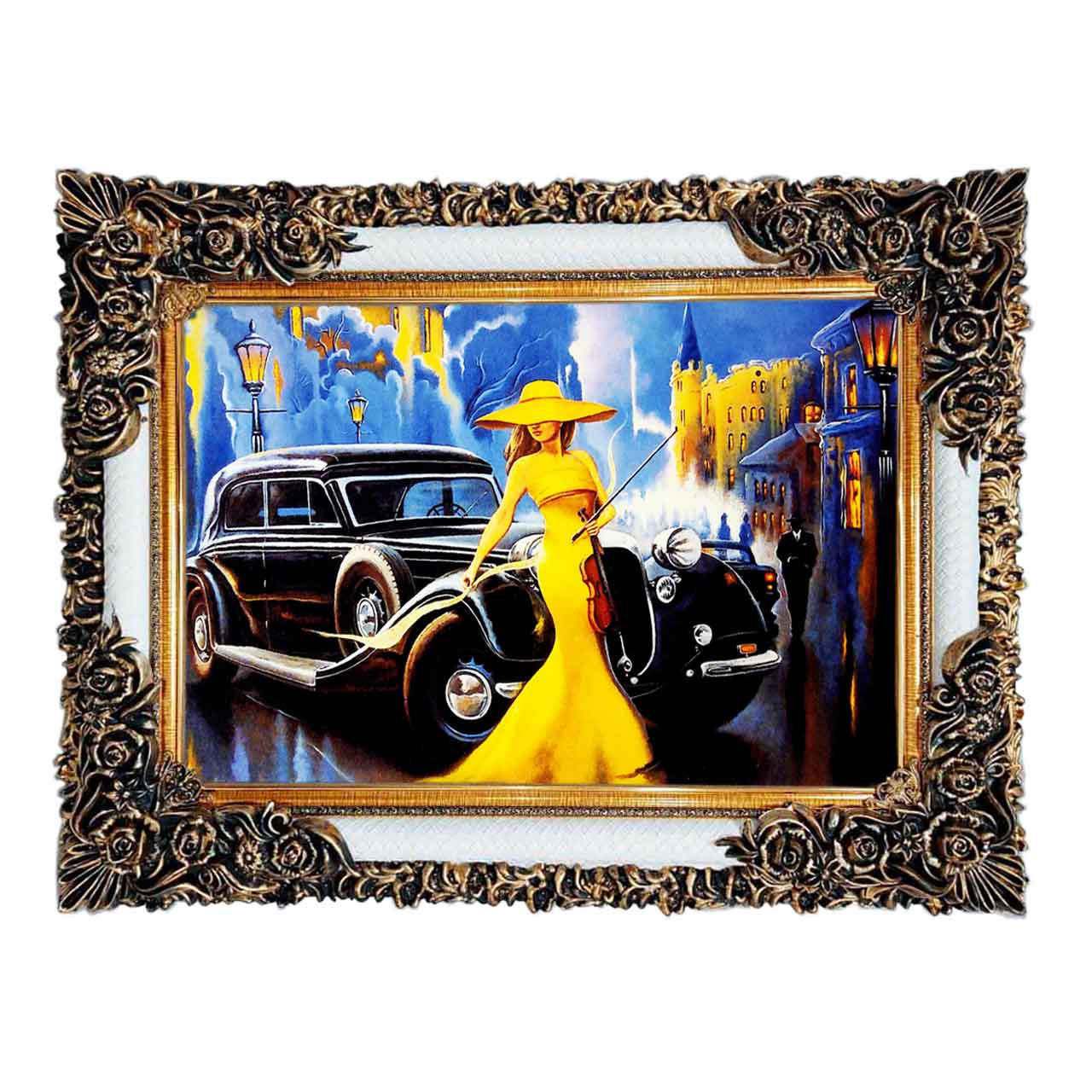 تابلو فرش چاپی طرح نوازنده کد 13309 سایز 60×40 سانتی متری