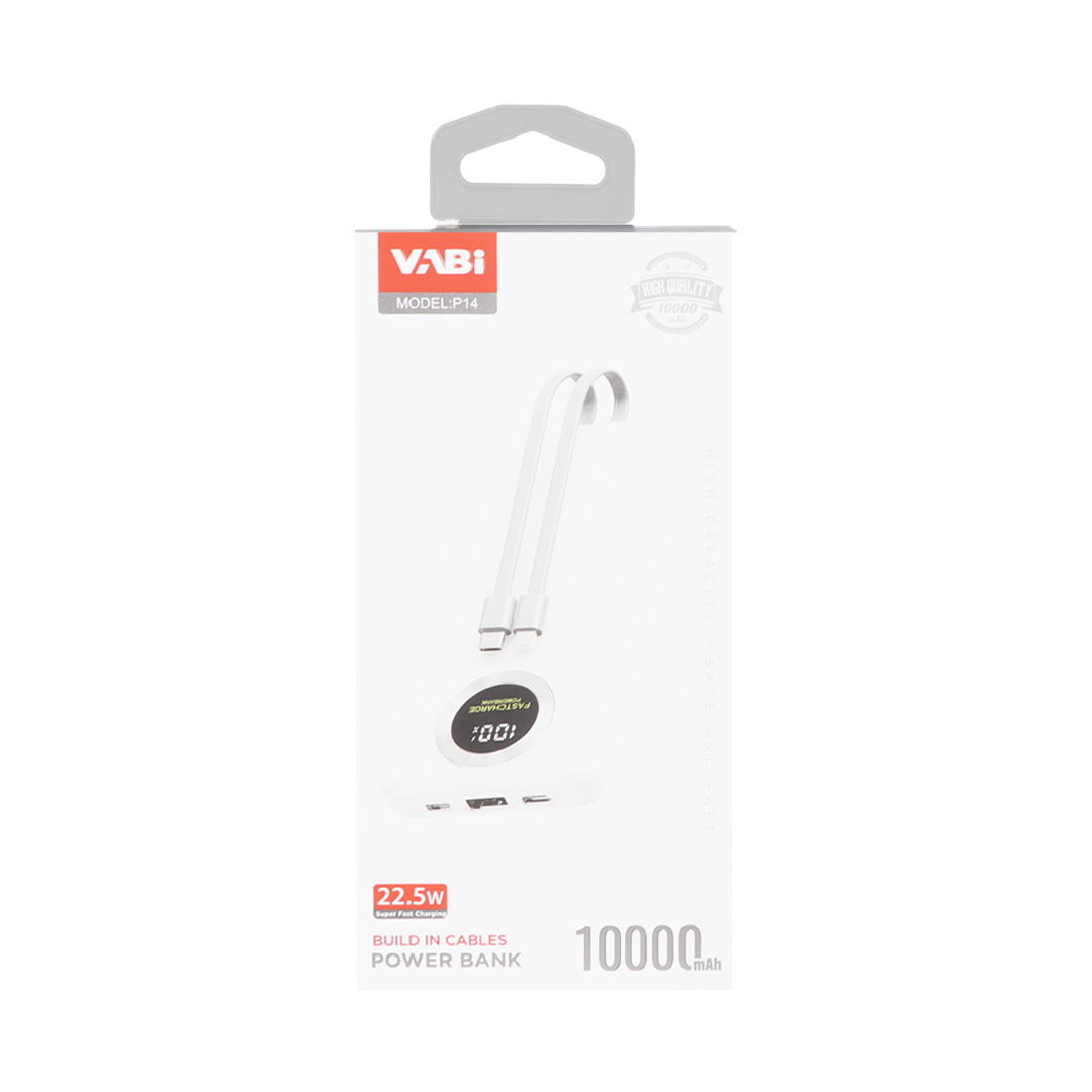 پاوربانک فست شارژ VABI 10000mAh مدل P14 22.5W - سفید