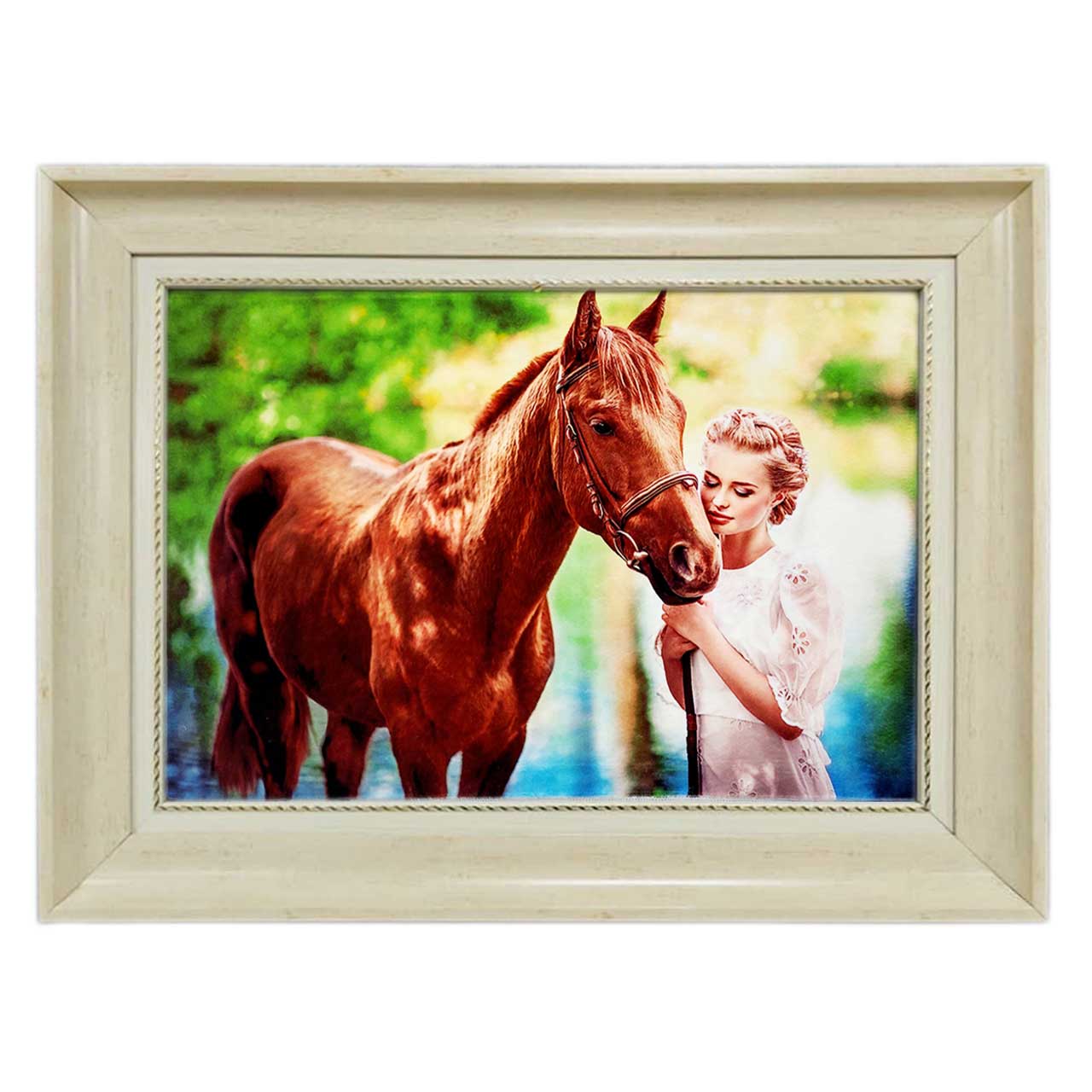 تابلو فرش چاپی طرح اسب کد 13303 سایز 70×50 سانتی متری