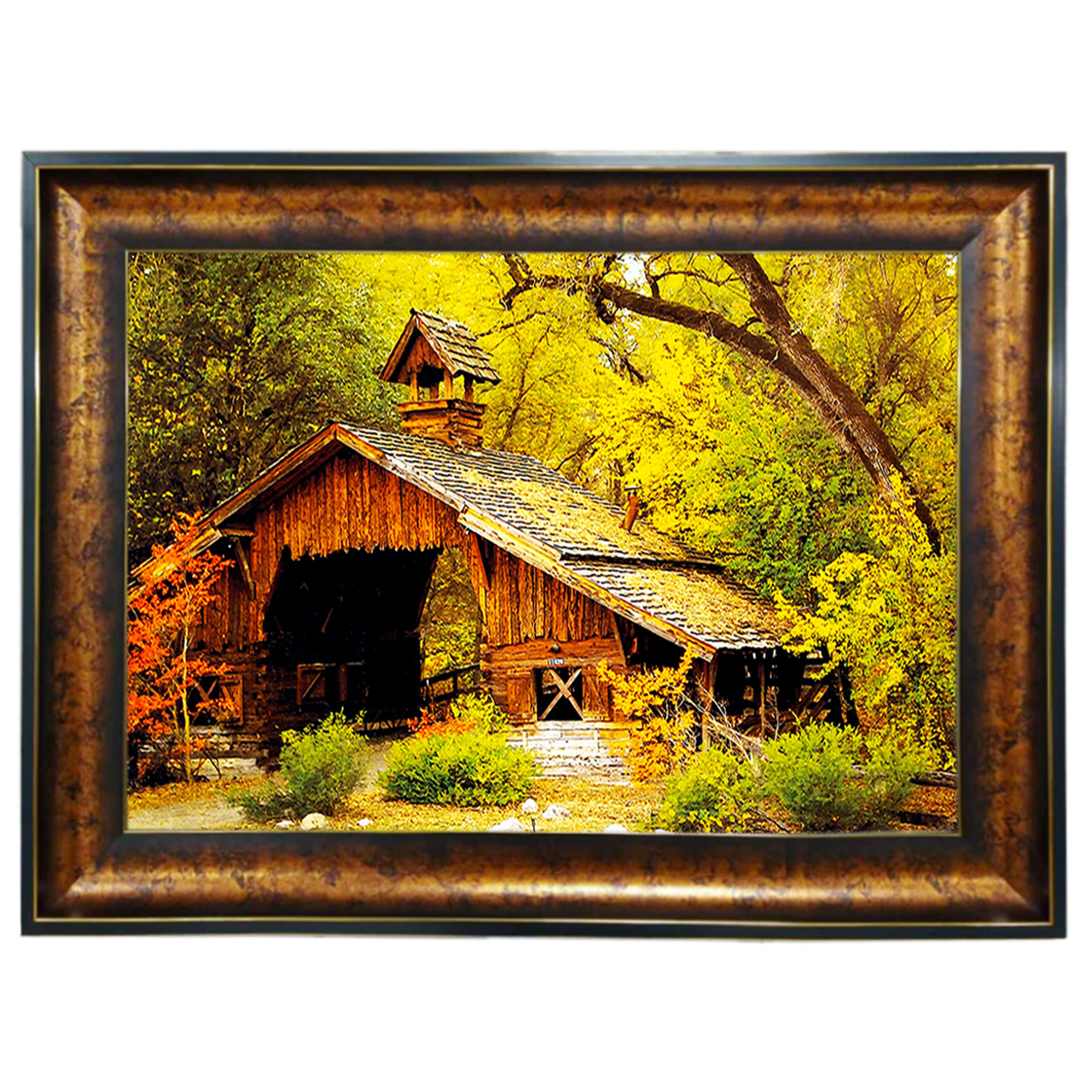 تابلو فرش چاپی طرح کلبه کد 10195 سایز 100×50 سانتی متری