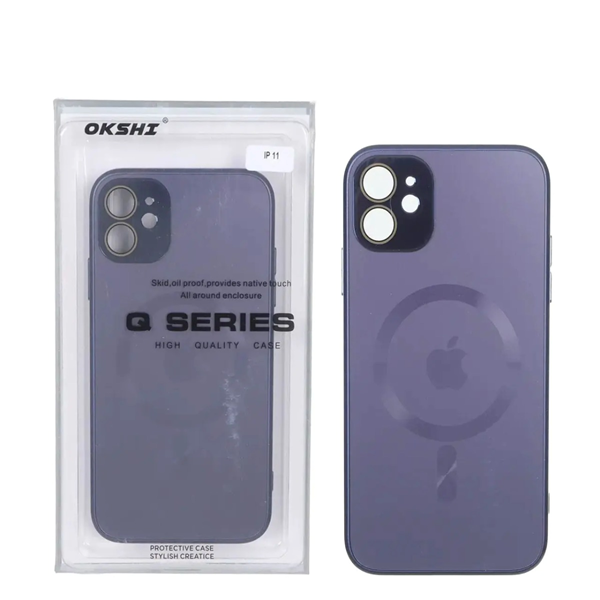 قاب اورجینال PVD MagSafe Qseries ضدخش لنز گلس دار Apple iPhone 11 - بنفش (پک دار)
