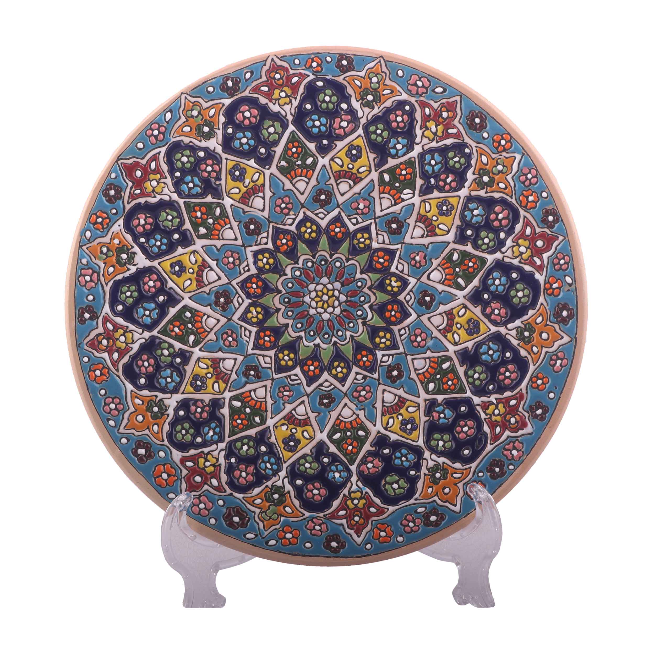 بشقاب سفالی میناکاری سایز 25 کد 8577